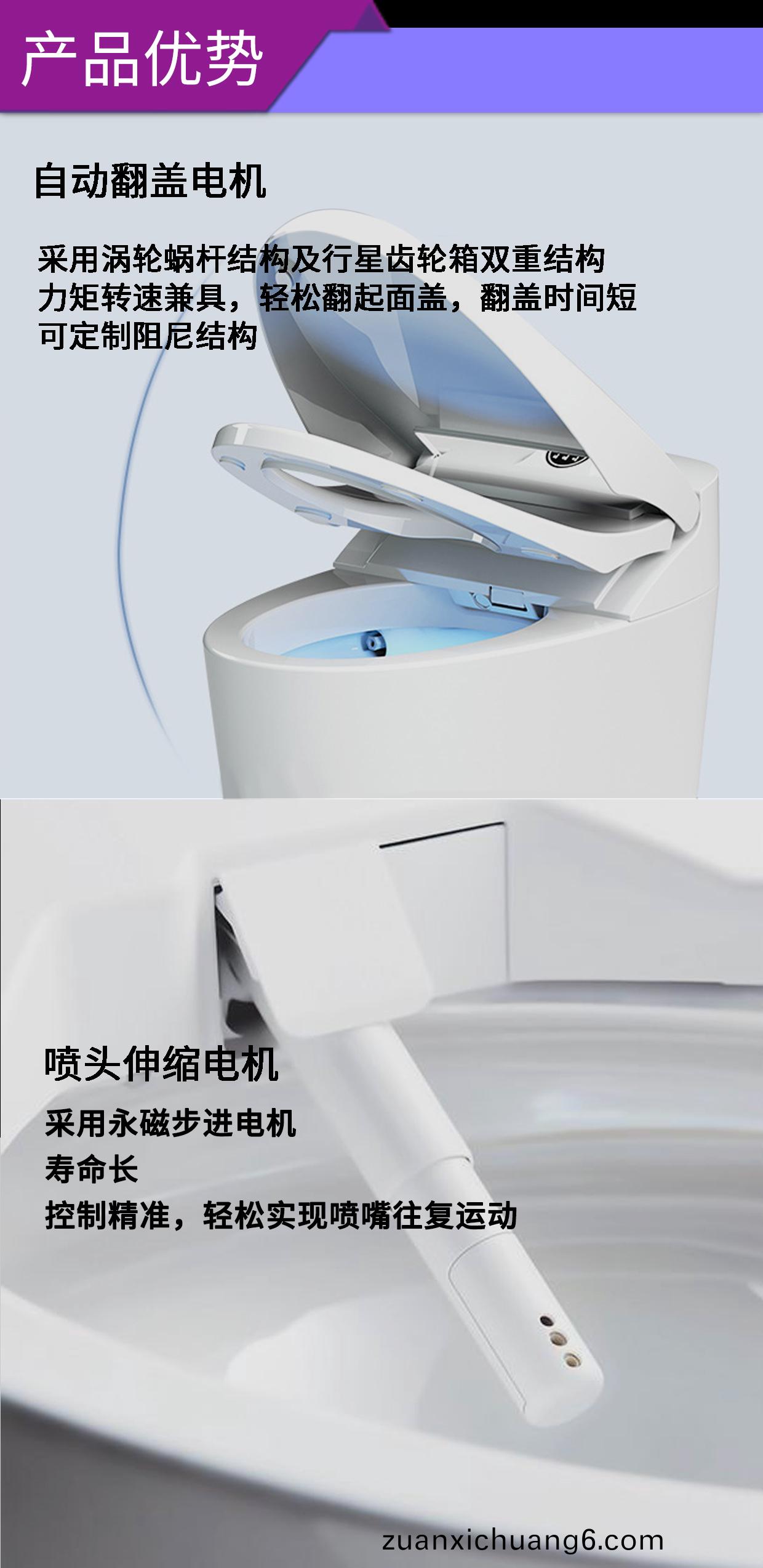 智能马桶电机_翻盖电机_冲水电机_伸缩电机_烘干风机-万至达电机