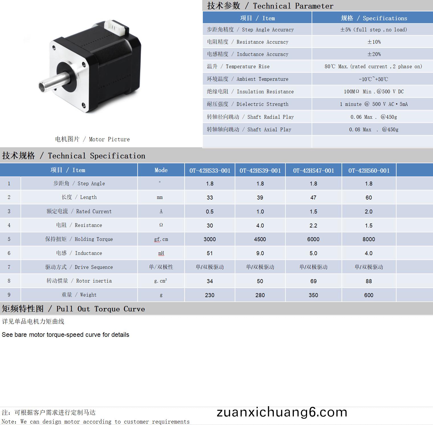 42系列空心轴电机技术参数