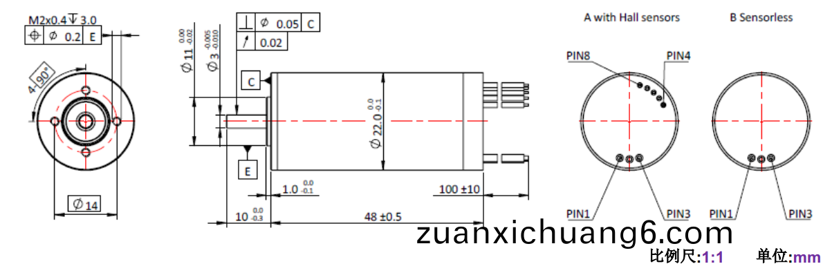 ECS 高速 2248空心杯无刷电机-万至达电机