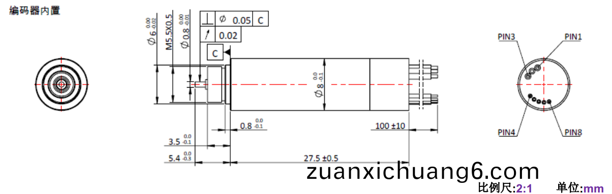 ECS 0828 内置编码器空心杯电机-万至达电机