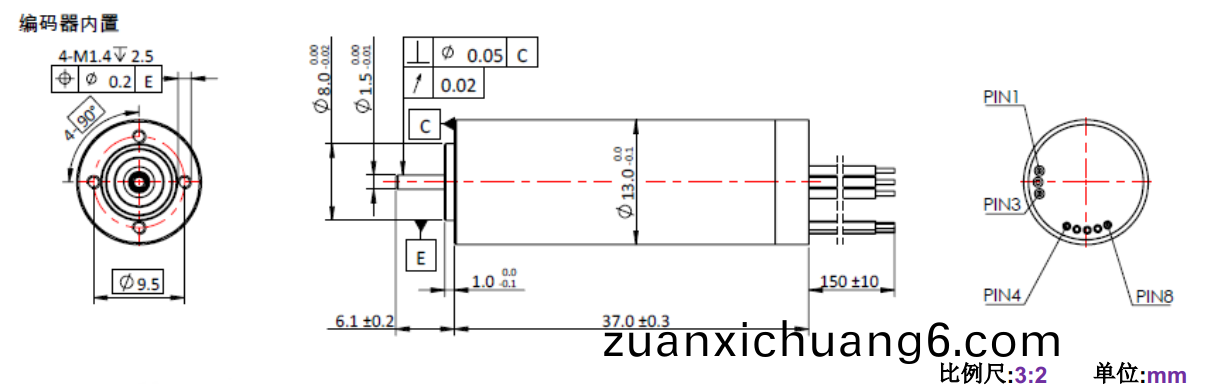 ECS 1337 内置编码器空心杯电机-万至达电机