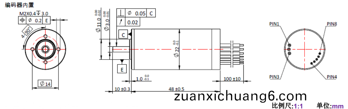 ECS 2248 内置编码器空心杯电机-万至达电机
