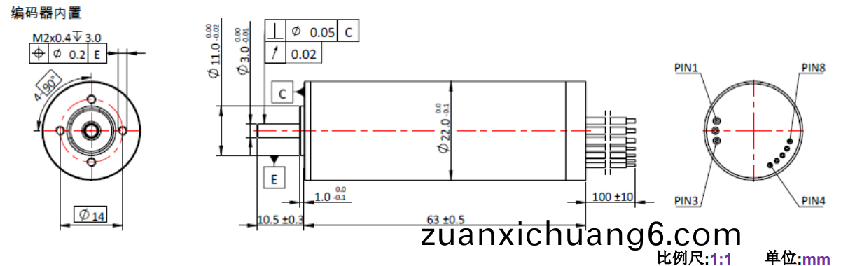 ECS 2263 内置编码器空心杯电机-万至达电机